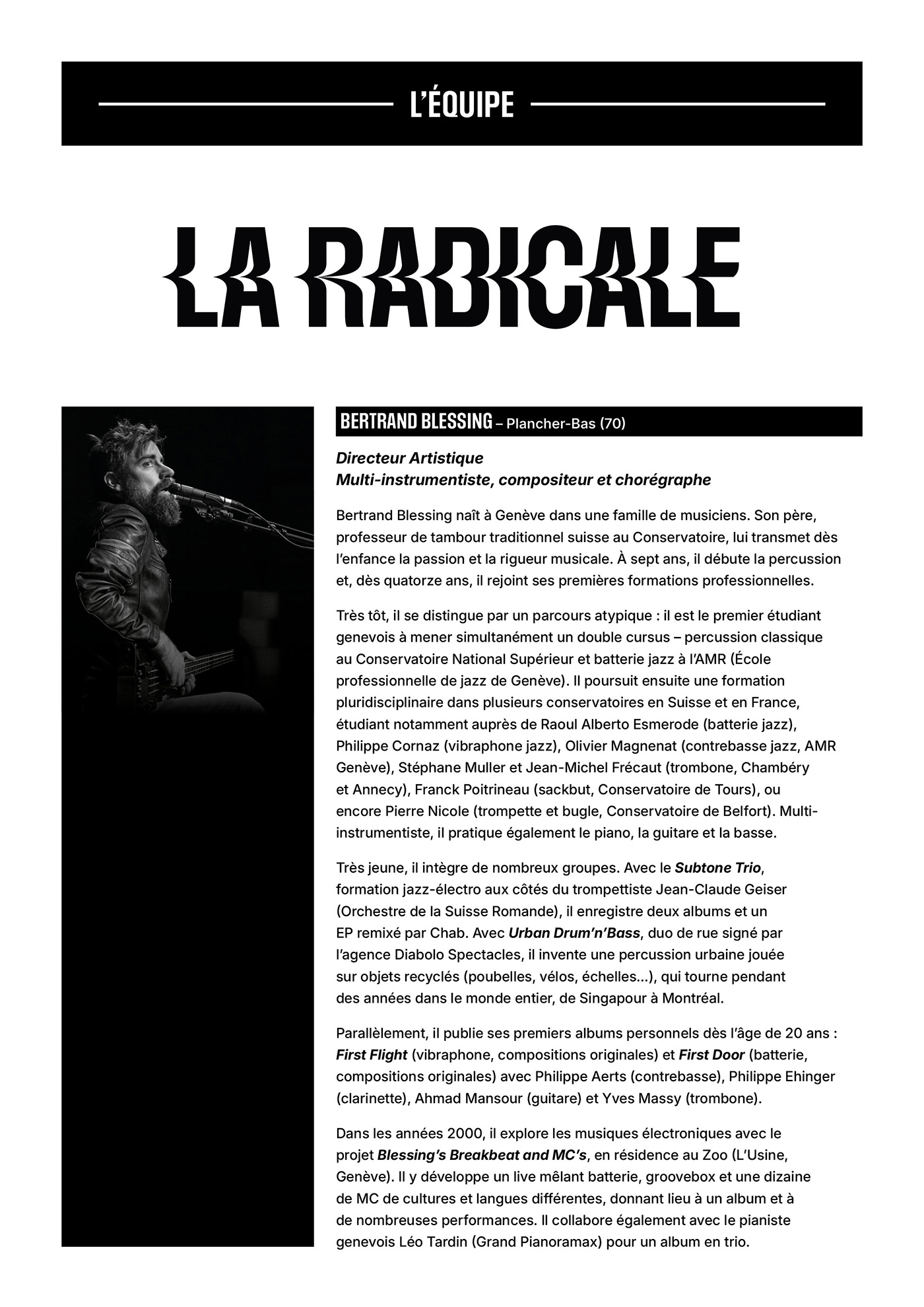 Page du dossier de presse La Radicale